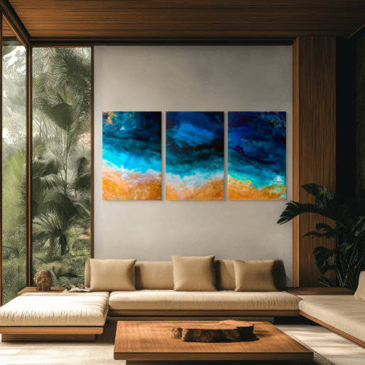 Ruby Marr – Reflections | תמונת זכוכית Triptych A0 A1 A2