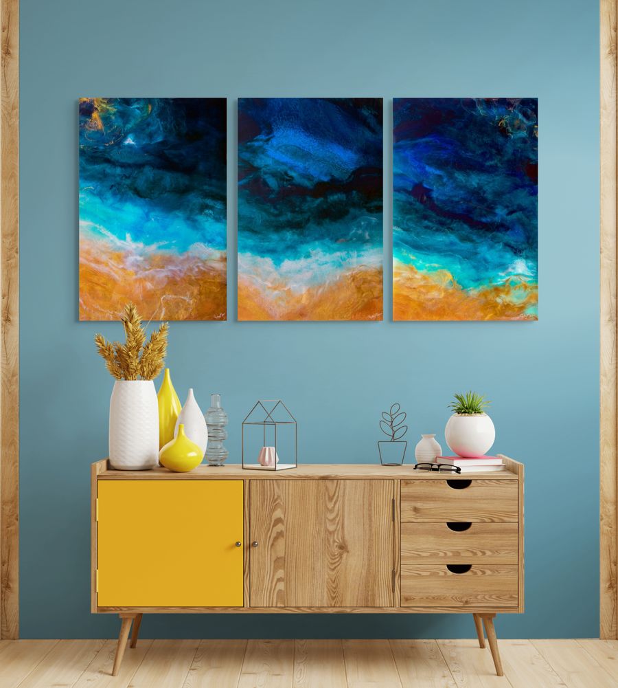 Ruby Marr – Reflections | תמונת זכוכית Triptych A0 A1 A2