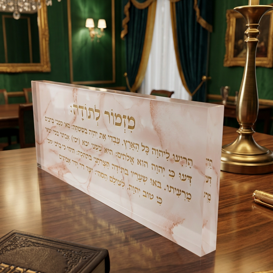 בלוק אקרילי פרימיום מזמור לתודה – 51×18 ס״מ | עובי 3 ס״מ דגם 003