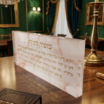 בלוק אקרילי פרימיום מזמור לתודה – 51×18 ס״מ | עובי 3 ס״מ דגם 003