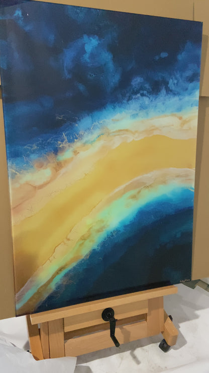Ruby Marr – Sandbar | תמונת זכוכית Triptych A0 A1 A2