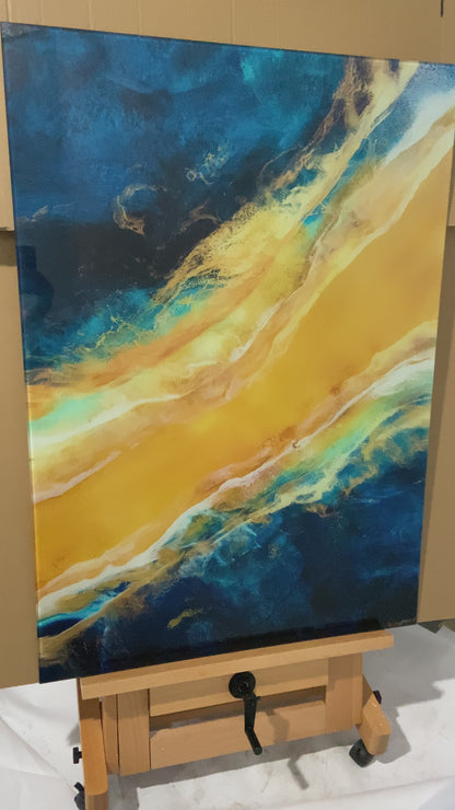 Ruby Marr – Sandbar | תמונת זכוכית Triptych A0 A1 A2